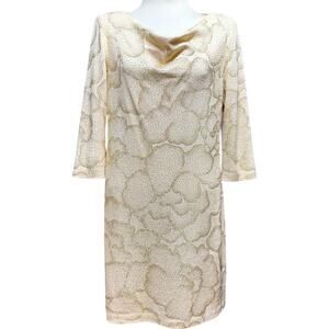 St John Santana Knit Dress Winter White Gold Shimmer 12